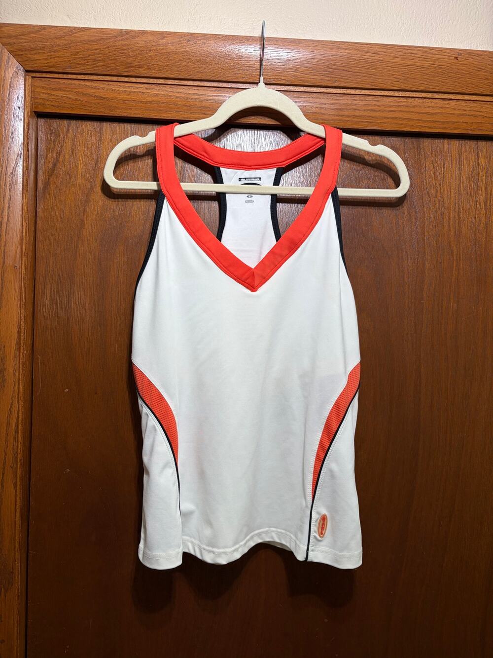 Bolle High Performance Tennis Tank Top White Orange Athletic Shirt Large
